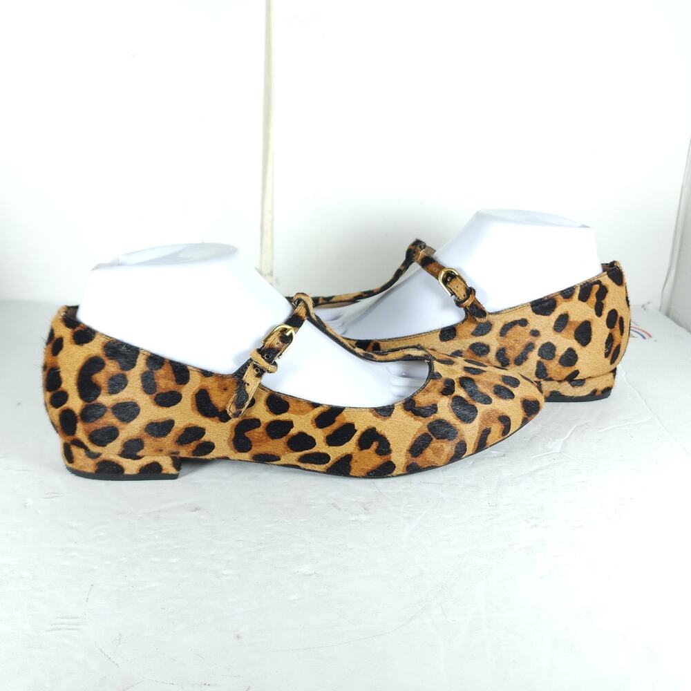 Boden Women's US8 Cowhide Hair Leopard print T Bar Pointed Toe Mary-jane Flats - Picture 9 of 15
